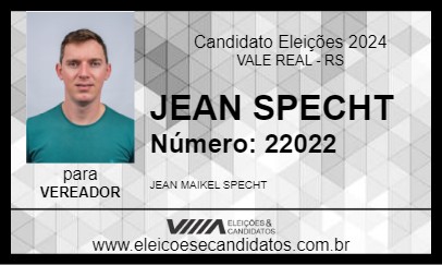 Candidato JEAN SPECHT 2024 - VALE REAL - Eleições