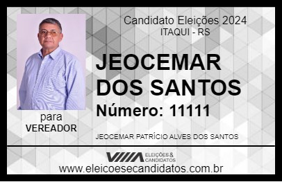 Candidato JEOCEMAR DOS SANTOS 2024 - ITAQUI - Eleições