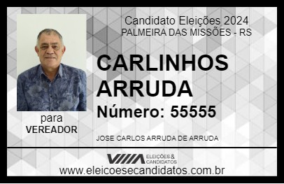 Candidato CARLINHOS ARRUDA 2024 - PALMEIRA DAS MISSÕES - Eleições