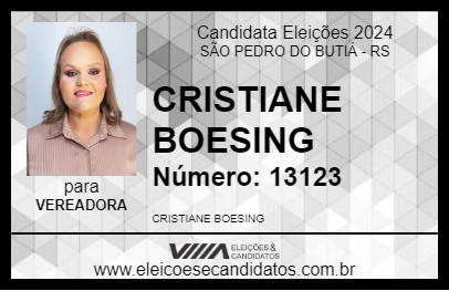 Candidato CRISTIANE BOESING 2024 - SÃO PEDRO DO BUTIÁ - Eleições