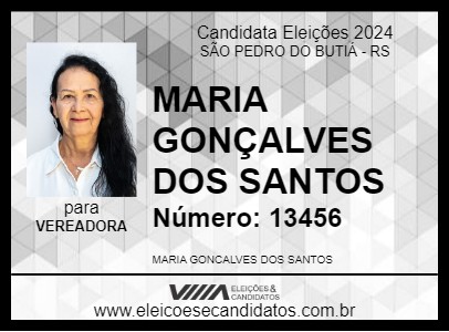 Candidato MARIA GONÇALVES DOS SANTOS 2024 - SÃO PEDRO DO BUTIÁ - Eleições