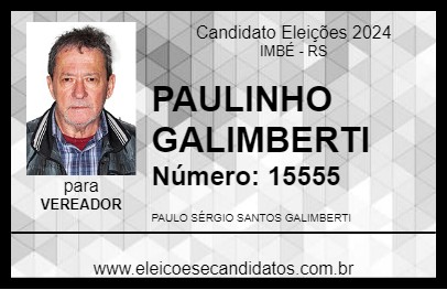 Candidato PAULINHO GALIMBERTI 2024 - IMBÉ - Eleições