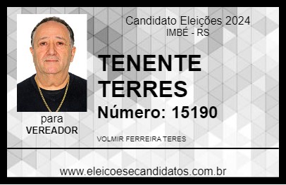 Candidato TENENTE TERRES 2024 - IMBÉ - Eleições