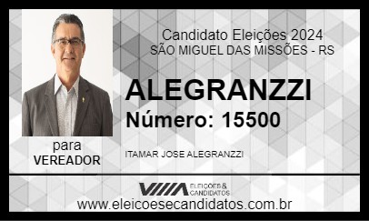 Candidato ALEGRANZZI 2024 - SÃO MIGUEL DAS MISSÕES - Eleições