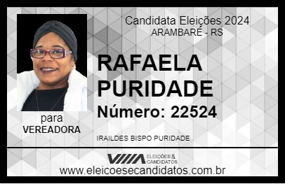 Candidato RAFAELA PURIDADE 2024 - ARAMBARÉ - Eleições