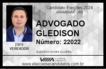 Candidato ADVOGADO GLEDISON 2024 - ARAMBARÉ - Eleições