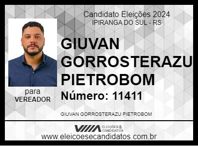 Candidato GIUVAN GORROSTERAZU PIETROBOM 2024 - IPIRANGA DO SUL - Eleições