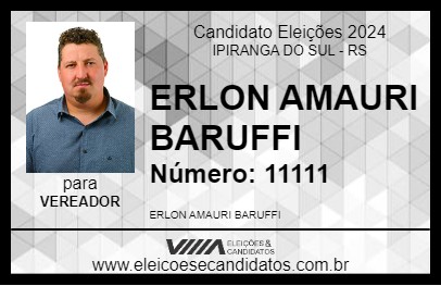 Candidato ERLON AMAURI BARUFFI 2024 - IPIRANGA DO SUL - Eleições