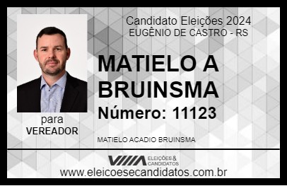 Candidato MATIELO A BRUINSMA 2024 - EUGÊNIO DE CASTRO - Eleições