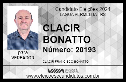 Candidato CLACIR BONATTO 2024 - LAGOA VERMELHA - Eleições