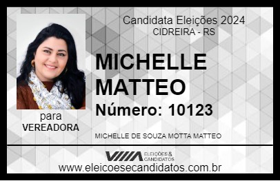 Candidato MICHELLE MATTEO 2024 - CIDREIRA - Eleições