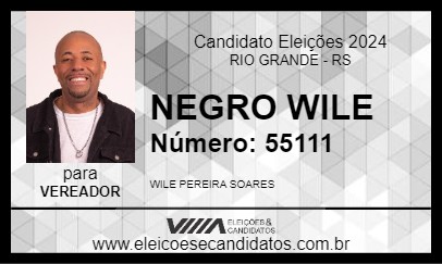 Candidato NEGRO WILE 2024 - RIO GRANDE - Eleições