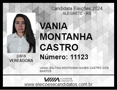 Candidato VANIA MONTANHA CASTRO 2024 - ALEGRETE - Eleições