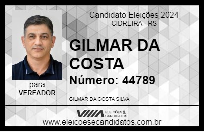 Candidato GILMAR DA COSTA 2024 - CIDREIRA - Eleições