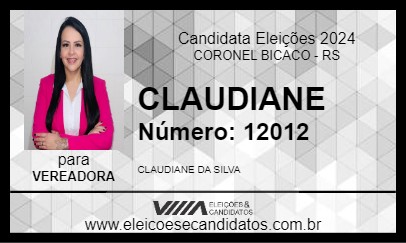 Candidato CLAUDIANE 2024 - CORONEL BICACO - Eleições