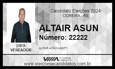 Candidato ALTAIR ASUN 2024 - CIDREIRA - Eleições