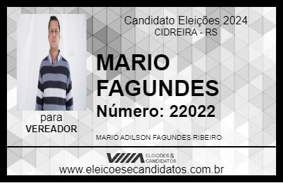 Candidato MÁRIO FAGUNDES 2024 - CIDREIRA - Eleições