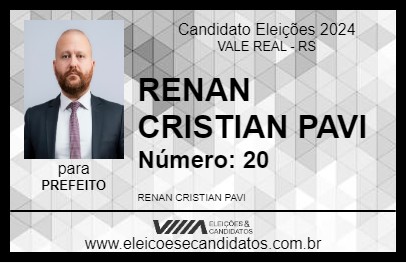 Candidato RENAN CRISTIAN PAVI 2024 - VALE REAL - Eleições