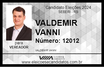 Candidato VALDEMIR VANNI 2024 - SEBERI - Eleições