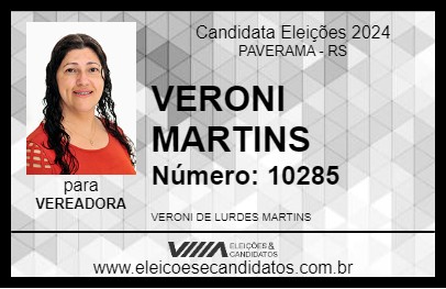 Candidato VERONI MARTINS 2024 - PAVERAMA - Eleições