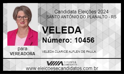 Candidato VELEDA 2024 - SANTO ANTÔNIO DO PLANALTO - Eleições