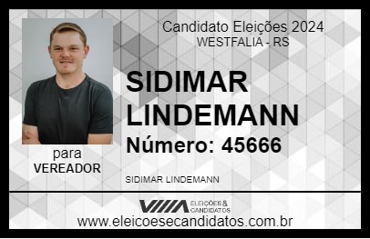 Candidato SIDIMAR LINDEMANN 2024 - WESTFALIA - Eleições