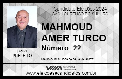 Candidato MAHMOUD AMER  TURCO  2024 - SÃO LOURENÇO DO SUL - Eleições