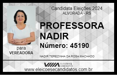 Candidato PROFESSORA NADIR 2024 - ALVORADA - Eleições