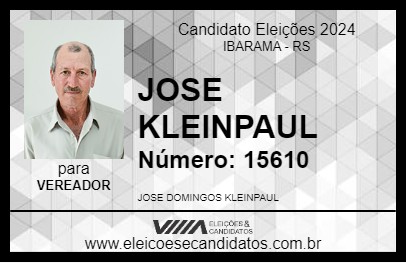 Candidato JOSE KLEINPAUL 2024 - IBARAMA - Eleições