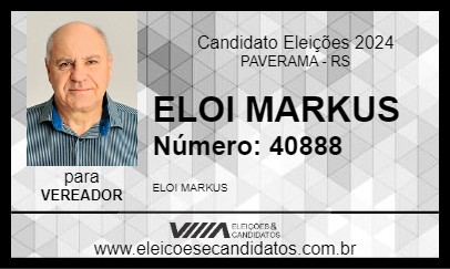 Candidato ELOI MARKUS 2024 - PAVERAMA - Eleições