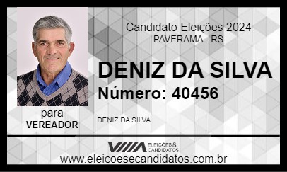 Candidato DENIZ DA SILVA 2024 - PAVERAMA - Eleições