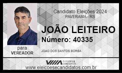 Candidato JOÃO LEITEIRO 2024 - PAVERAMA - Eleições