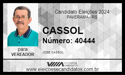 Candidato CASSOL 2024 - PAVERAMA - Eleições