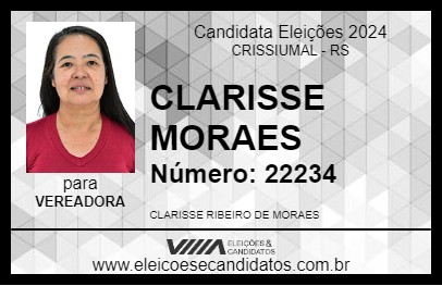 Candidato CLARISSE MORAES 2024 - CRISSIUMAL - Eleições