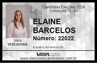 Candidato ELAINE BARCELOS 2024 - TUPANCIRETÃ - Eleições