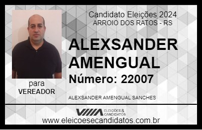 Candidato ALEXSANDER AMENGUAL 2024 - ARROIO DOS RATOS - Eleições