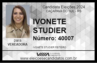 Candidato IVONETE STUDIER 2024 - CAÇAPAVA DO SUL - Eleições