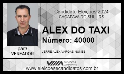 Candidato ALEX DO TAXI 2024 - CAÇAPAVA DO SUL - Eleições