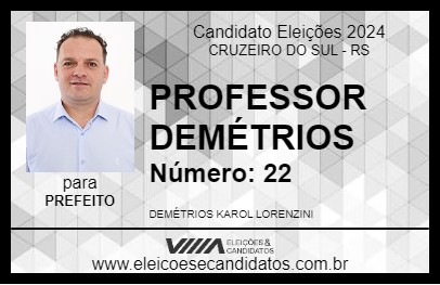 Candidato PROFESSOR DEMÉTRIOS 2024 - CRUZEIRO DO SUL - Eleições