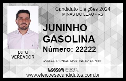 Candidato JUNINHO GASOLINA 2024 - MINAS DO LEÃO - Eleições