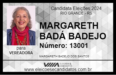 Candidato MARGARETH BADÁ BADEJO 2024 - RIO GRANDE - Eleições