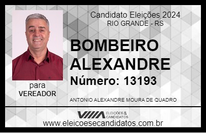 Candidato BOMBEIRO ALEXANDRE 2024 - RIO GRANDE - Eleições