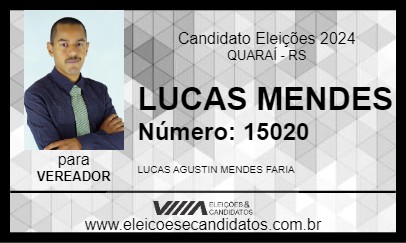 Candidato LUCAS MENDES 2024 - QUARAÍ - Eleições