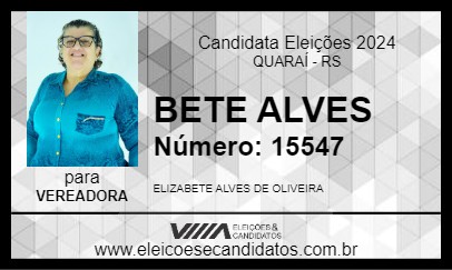 Candidato BETE ALVES 2024 - QUARAÍ - Eleições