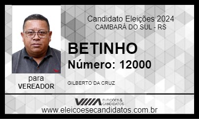 Candidato BETINHO 2024 - CAMBARÁ DO SUL - Eleições