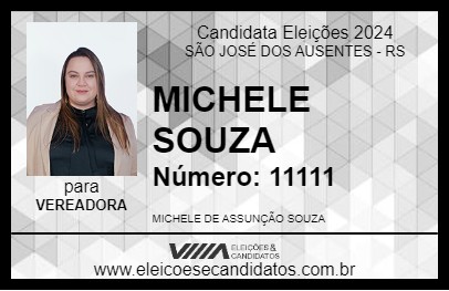 Candidato MICHELE  SOUZA 2024 - SÃO JOSÉ DOS AUSENTES - Eleições