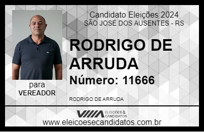 Candidato RODRIGO DE ARRUDA 2024 - SÃO JOSÉ DOS AUSENTES - Eleições