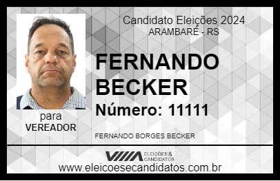 Candidato FERNANDO BECKER 2024 - ARAMBARÉ - Eleições