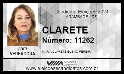 Candidato CLARETE 2024 - ARAMBARÉ - Eleições