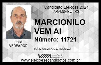 Candidato MARCIONILO VEM AI 2024 - ARAMBARÉ - Eleições